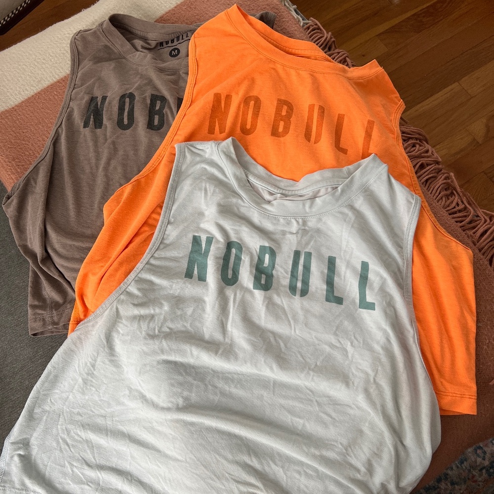 NOBULL Crop Tank Tops - White, Orange, Brown